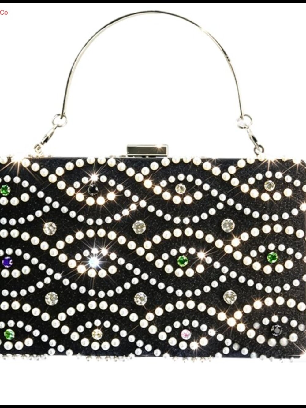 Pearl Crystal Beaded Evening Clutch Handbag Formal Wedding Purse